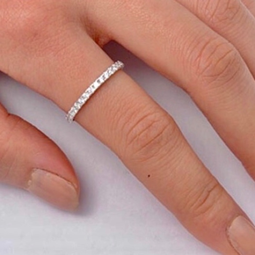 Sterling Silver Round CZ Eternity Engagement Band